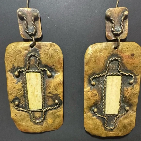 Vintage Brazilian earrings with real ivory detail - Picture 11 of 14